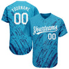 Custom Sky Blue White-Black 3D Pattern Design Authentic Baseball Jersey