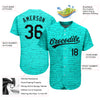 Custom Teal Black 3D Pattern Design Authentic Baseball Jersey