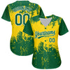 Custom Gold Green-White 3D Pattern Design Authentic Baseball Jersey