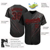 Custom Black Black-Red 3D Pattern Design Authentic Baseball Jersey