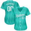 Custom Teal White 3D Pattern Design Authentic Baseball Jersey