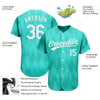 Custom Teal White 3D Pattern Design Authentic Baseball Jersey