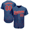 Custom Royal Red-White 3D Pattern Design Authentic Baseball Jersey