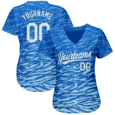 Custom Royal White 3D Pattern Design Authentic Baseball Jersey