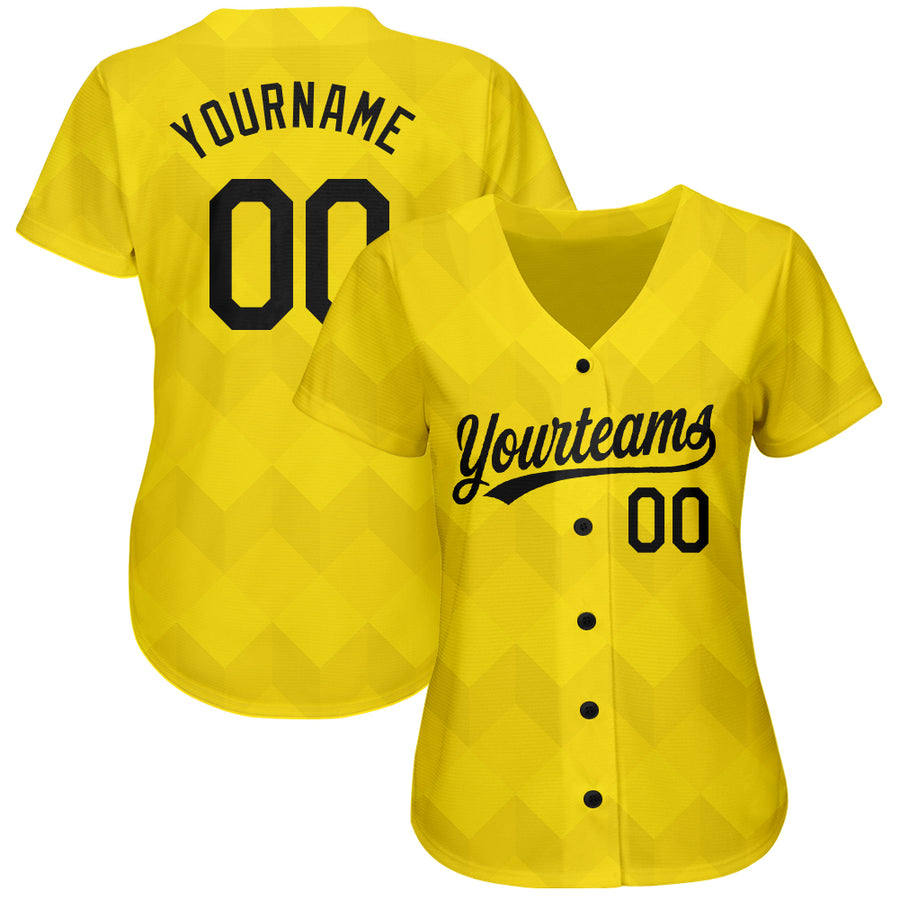 Custom Gold Black 3D Pattern Design Authentic Baseball Jersey