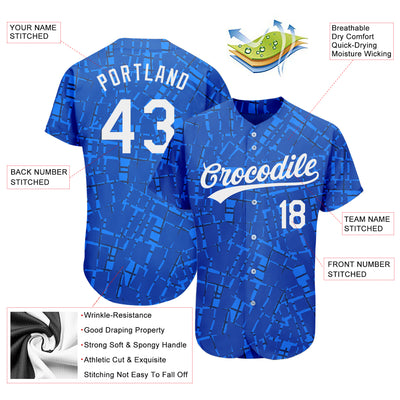 Custom Royal White 3D Pattern Design Authentic Baseball Jersey