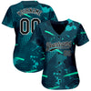 Custom Green Green-Aqua 3D Pattern Design Authentic Baseball Jersey