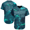 Custom Green Green-Aqua 3D Pattern Design Authentic Baseball Jersey