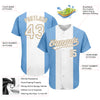 Custom Light Blue White-Old Gold 3D Argentinian Flag Authentic Baseball Jersey