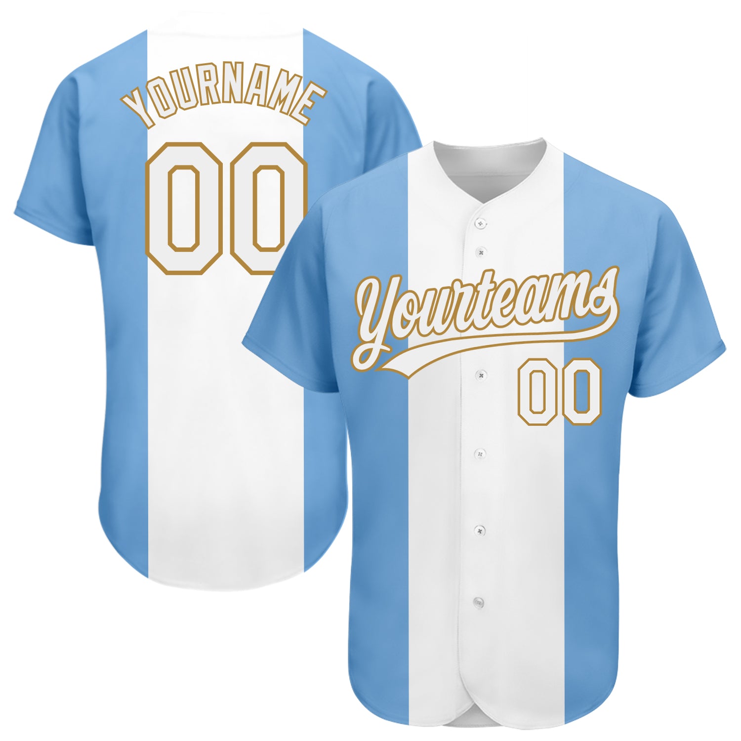 Custom Light Blue White-Old Gold Argentinian Flag 3D Authentic Baseball  Jersey Fast Shipping – FiitgCustom