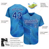 Custom Light Blue Royal-White 3D Pattern Design Authentic Baseball Jersey