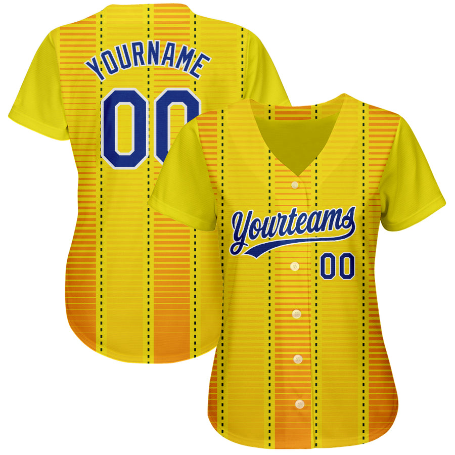 Custom Gold Royal-Orange 3D Pattern Design Authentic Baseball Jersey