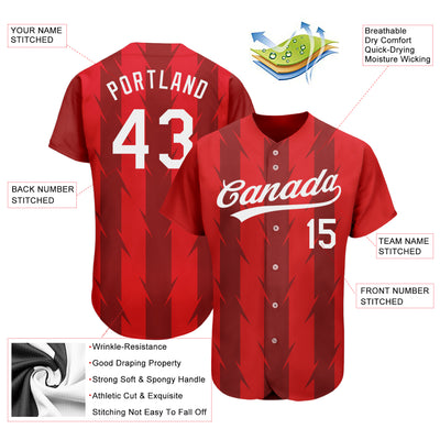 Custom Red White 3D Pattern Design Authentic Baseball Jersey