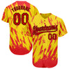 Custom Gold Red-Black 3D Pattern Design Authentic Baseball Jersey