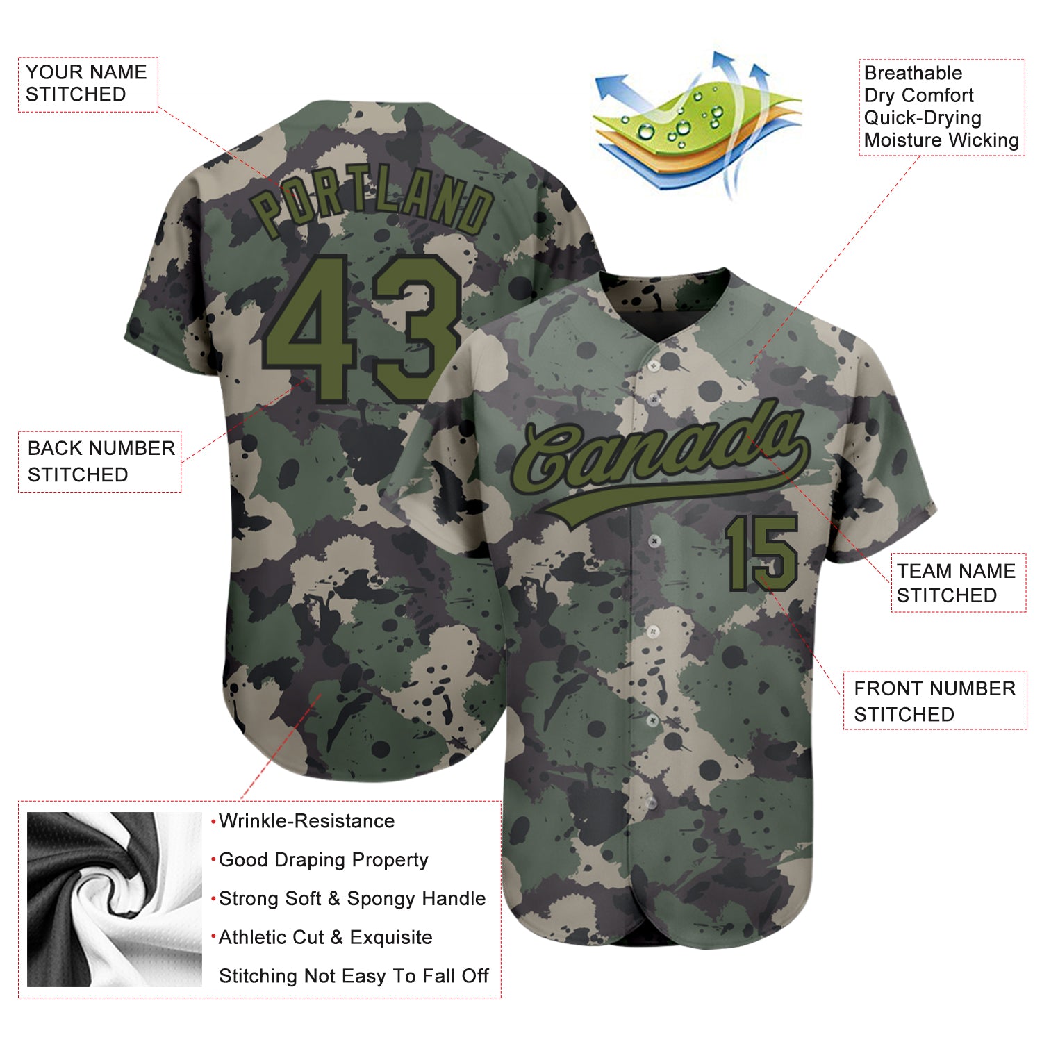 Custom Camo Royal-Red Authentic Salute To Service Baseball Jersey