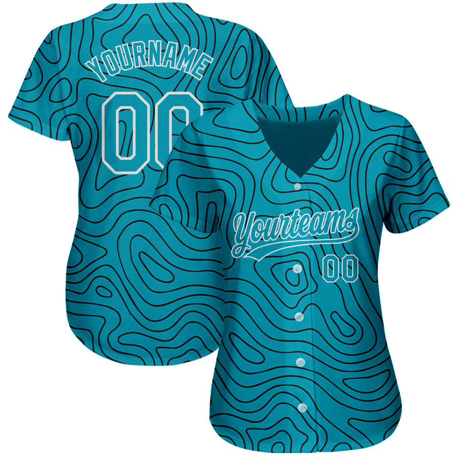 Custom Teal Teal-Black 3D Pattern Design Authentic Baseball Jersey