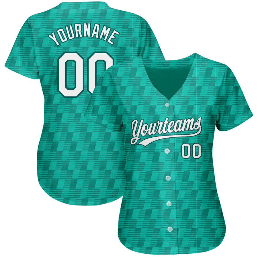 Custom Kelly Green White-Black 3D Pattern Design Authentic Baseball Jersey