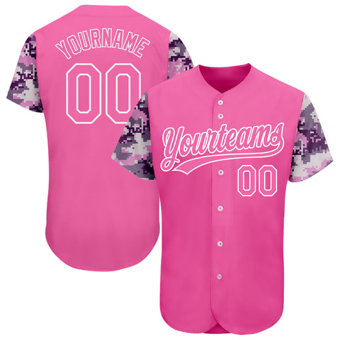 Custom 3D Pattern Baseball Jersey Pink Pink-Camo Design Authentic ...