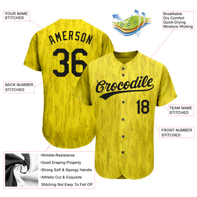 Custom Gold Black 3D Pattern Design Authentic Baseball Jersey