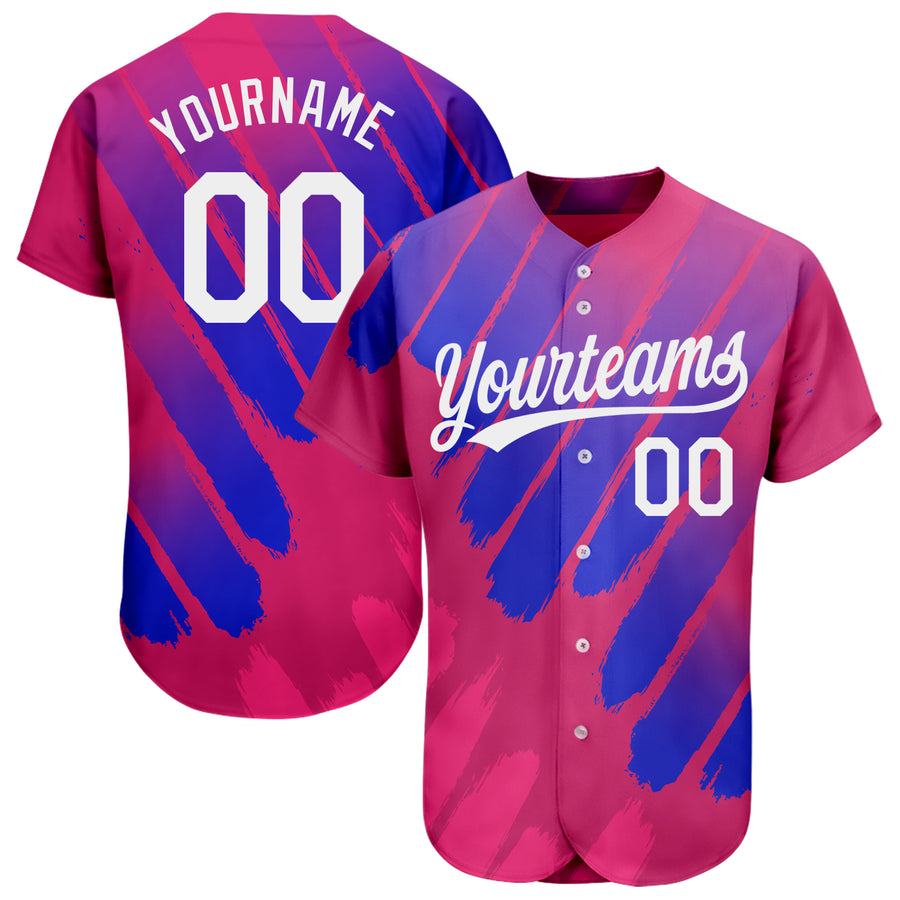 Custom 3D Pattern Baseball Jersey Black Black-Pink Design Tropical Palm  Leaves Authentic - FansIdea