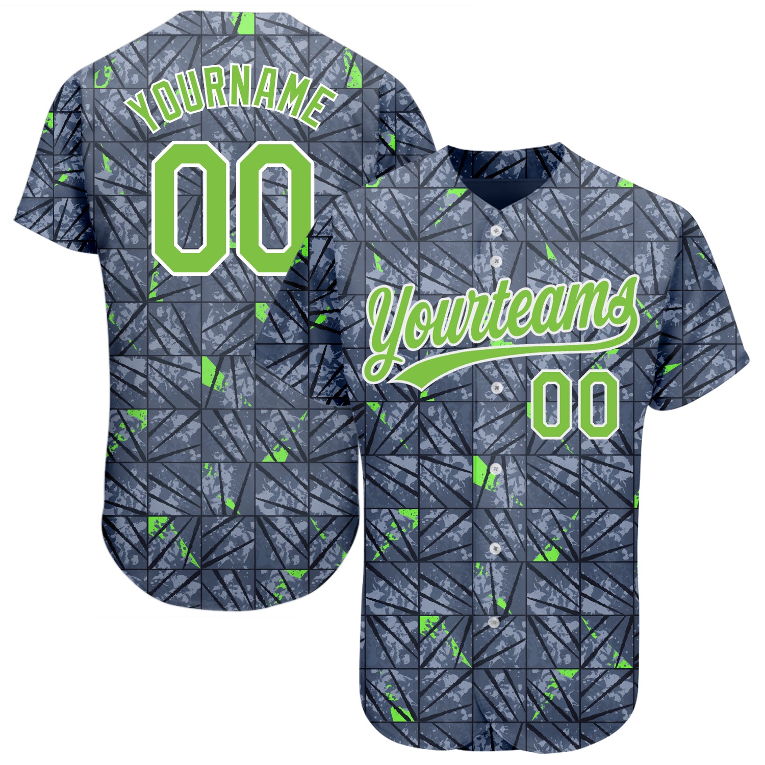 Custom Gray Neon Green-Black Authentic Baseball Jersey