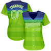 Custom Neon Green Neon Green-Royal 3D Pattern Design Authentic Baseball Jersey