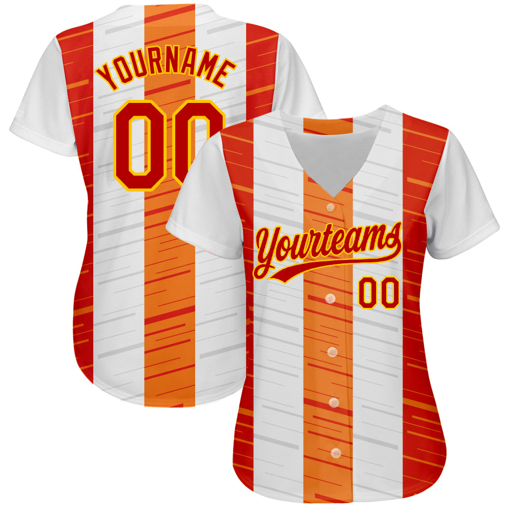 Custom All Over Printed Jersey - White Red Pattern