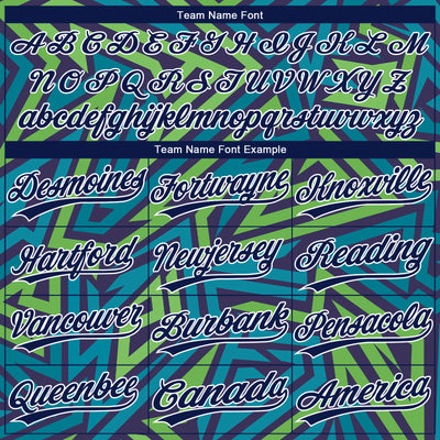 Custom Teal Navy-Kelly Green 3D Pattern Design Authentic Baseball Jersey