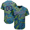 Custom Teal Navy-Kelly Green 3D Pattern Design Authentic Baseball Jersey