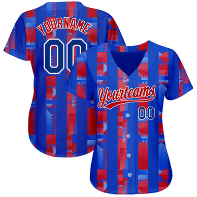 Custom Royal Royal-Red 3D Pattern Design Authentic Baseball Jersey