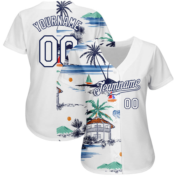 Custom Design Navy Baseball Palm Tree Baseball Jersey Shirt For