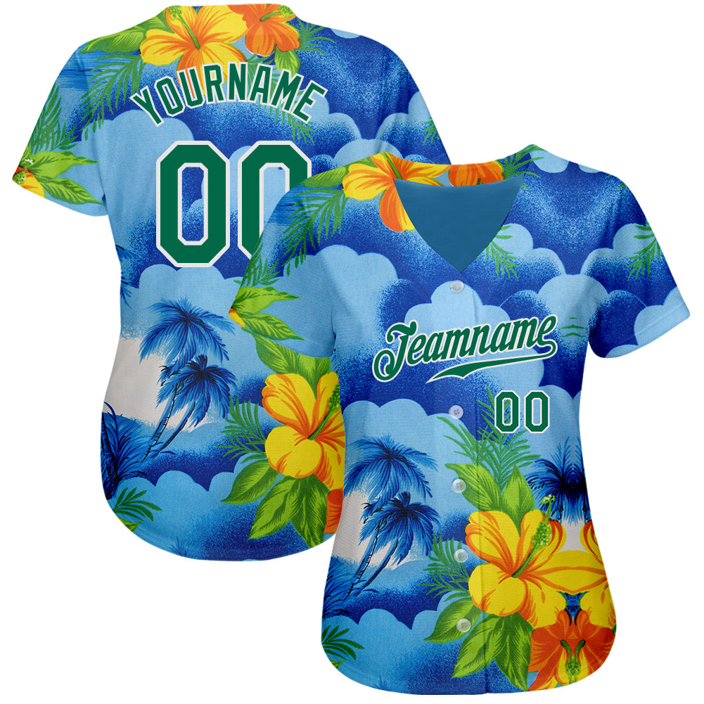 Custom 3D Pattern Baseball Jersey White Purple-White Design Hawaii