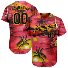 Custom Black Silver 3D Pattern Design Hawaii Palm Trees Authentic Baseball  Jersey Sale – UKSN INC