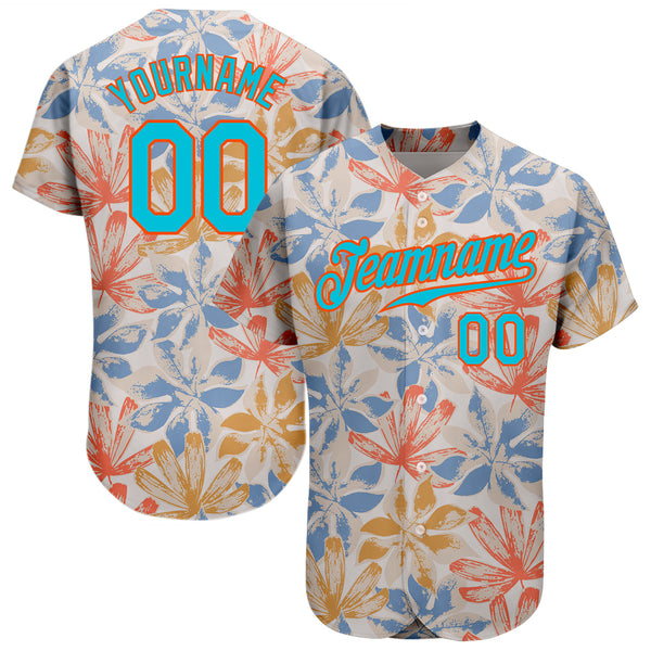 Custom 3D Pattern Baseball Jersey White Lakes Blue-Orange Design Leaves  Authentic - FansIdea