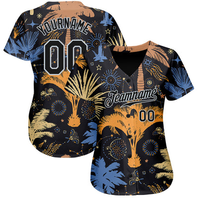 Custom Royal Navy-Orange 3D Pattern Design Palm Trees Authentic Baseball  Jersey Discount