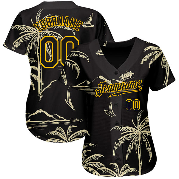 Cheap Custom Yellow Royal 3D Pattern Design Sun Beach Hawaii Palm Trees  Authentic Baseball Jersey Free Shipping – CustomJerseysPro