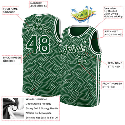 FANSIDEA Custom Basketball Jersey Kelly Green-Red-White 3D Mexico Authentic Men's Size:M