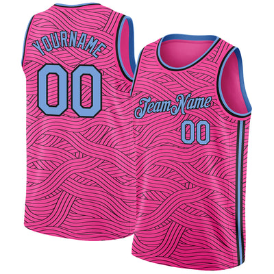 Custom City Edition Basketball Jersey Pink Light Blue-Black Authentic -  FansIdea