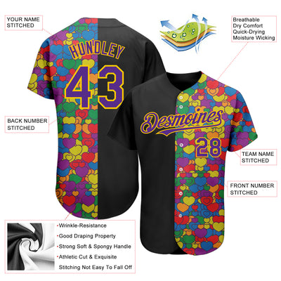 Custom Rainbow For Pride Month Love Is Love LGBT 3D Authentic Baseball Jersey