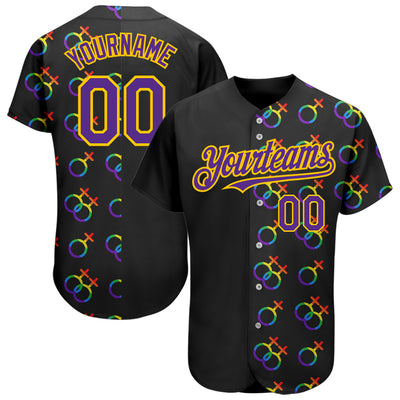 Custom Rainbow For Pride Month Love Is Love LGBT 3D Authentic Baseball Jersey