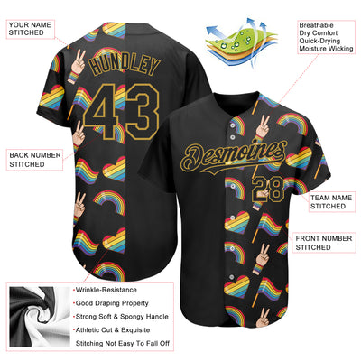 Custom Rainbow For Pride Month Love Is Love LGBT 3D Authentic Baseball Jersey