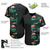 Custom Black Kelly Green 3D Pattern Design Hawaii Flamingos And Leaves Authentic Baseball Jersey