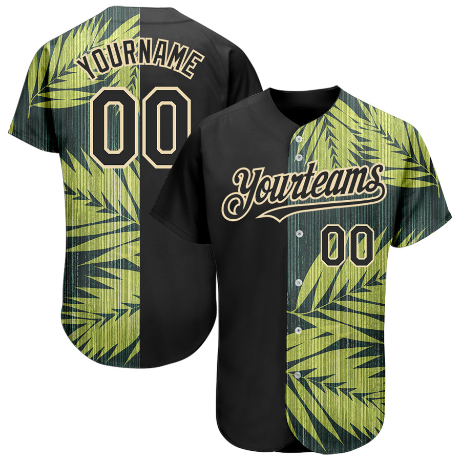 Custom 3D Pattern Baseball Jersey Black Black-Pink Design Tropical Palm  Leaves Authentic - FansIdea