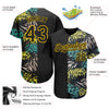 Custom Black Yellow 3D Pattern Design Hawaii Tropical Palm Leaves With Animal Print Authentic Baseball Jersey