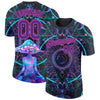 Custom Black Purple-Pink 3D Pattern Design Magic Mushrooms Over Sacred Geometry Psychedelic Hallucination Performance T-Shirt