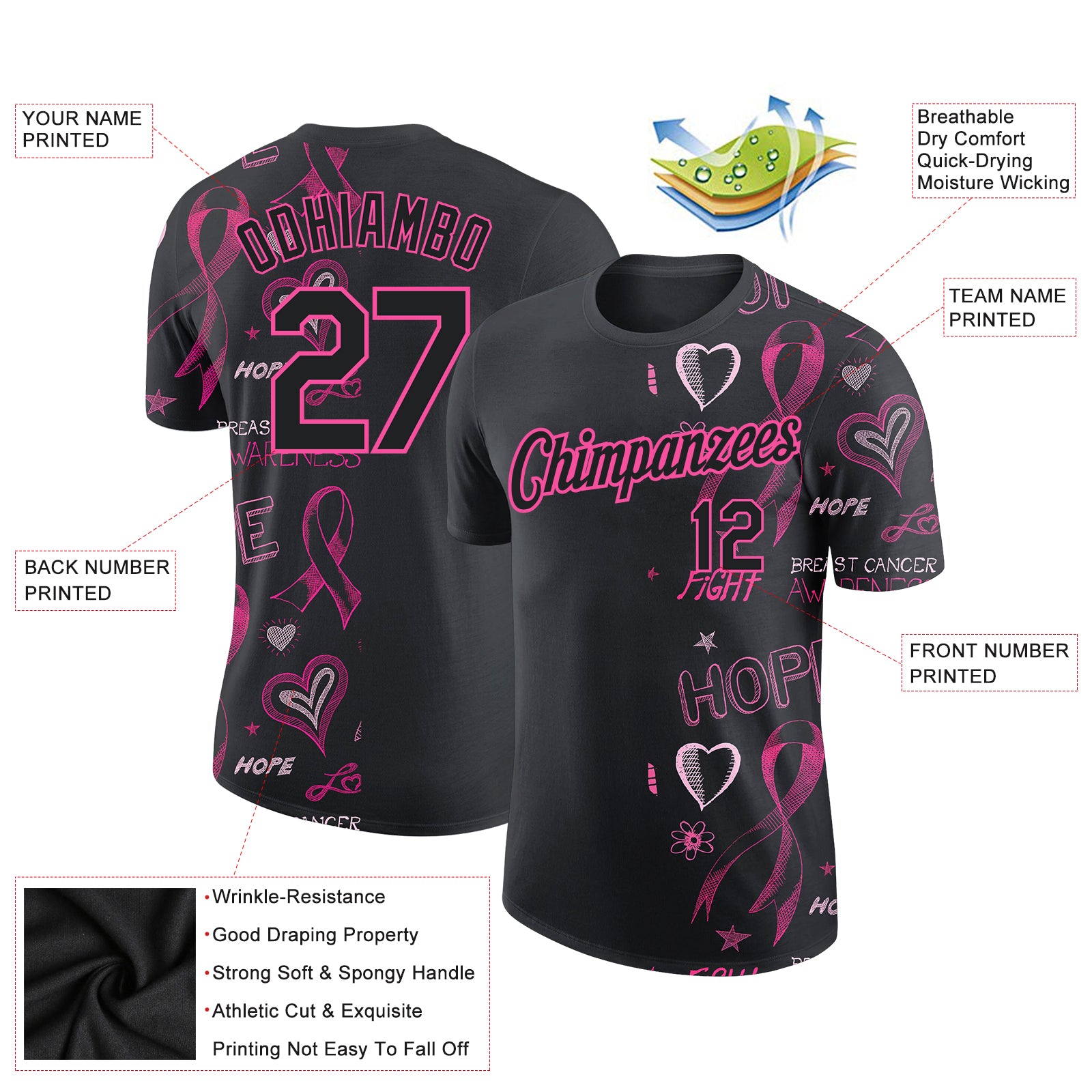 On Wednesday We Wear Pink Breast Cancer Mean Girls Jersey Pink Custom Name Baseball  Jersey Shirt