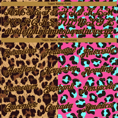 Custom Pink Brown-Old Gold 3D Pattern Design Leopard Performance T-Shirt