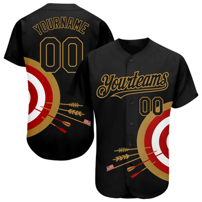 Custom Team Old Gold Baseball Authentic Black Jersey Black