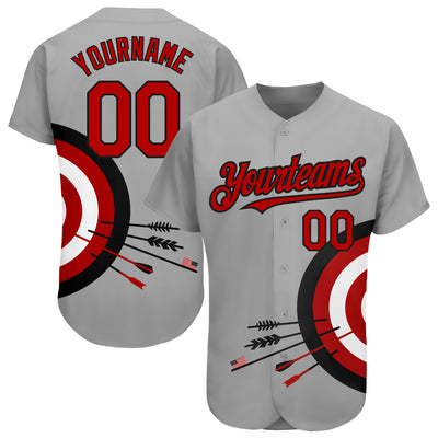 Custom Two Tone Baseball Jersey Gray Royal-Red Authentic - FansIdea