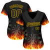 Custom Black Gold 3D Pattern Design Flame Dart Board Authentic Baseball Jersey